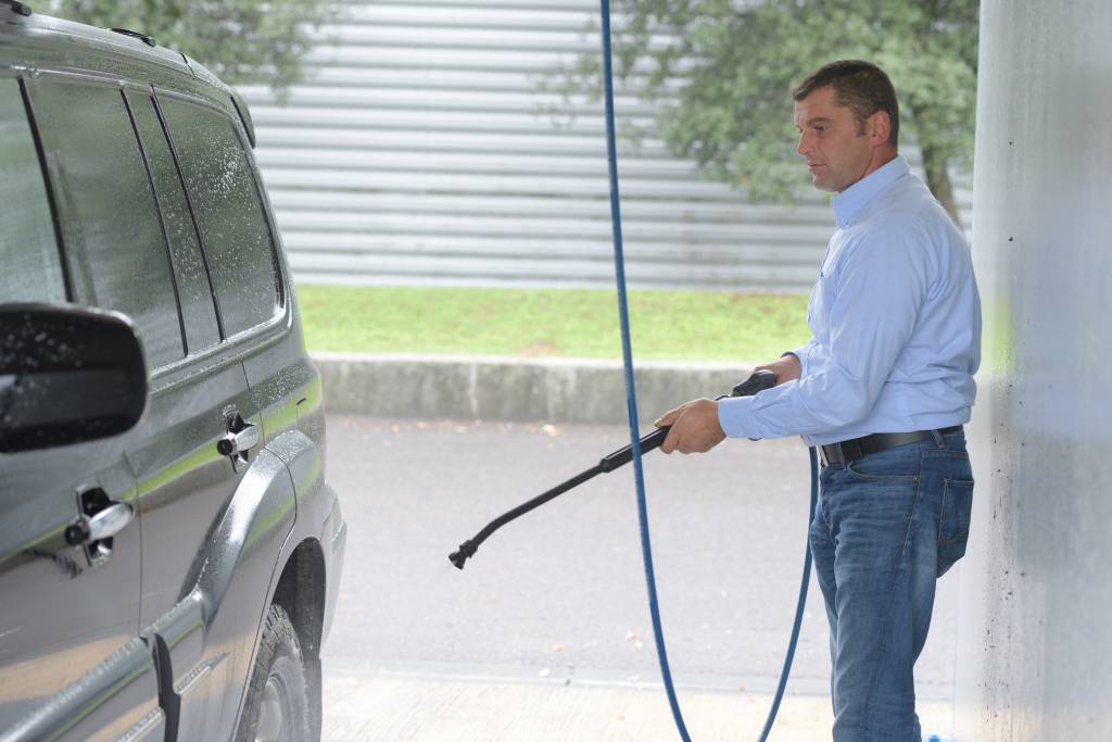 Man Washing Car